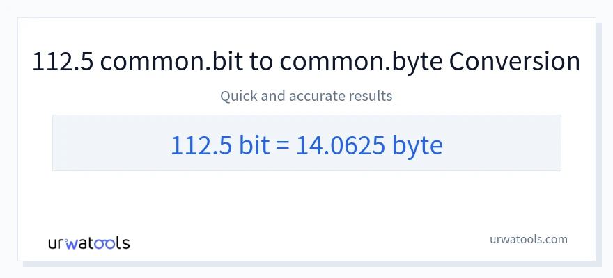 112.5 Bits 到 Bytes 轉換