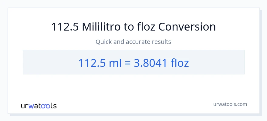 112.5 mga mililitro patungong mga onsa ng likido na conversion