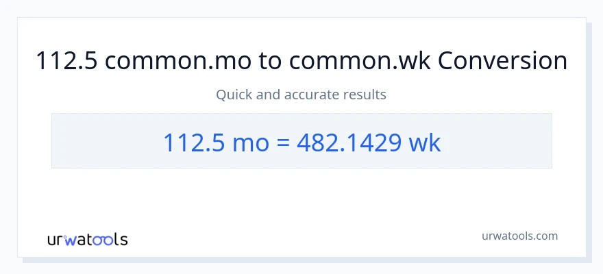 112.5 Mga Buwan patungong Mga Linggo na conversion