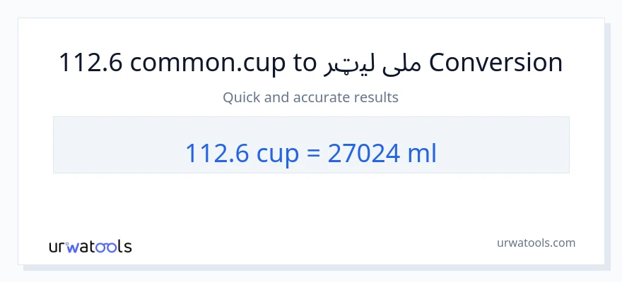112.6 پيالې ته ملی لیټرونه بدلون