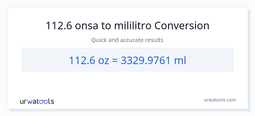 112.6 Mga onsa patungong mga mililitro na conversion