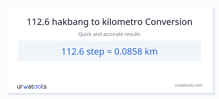 112.6 mga hakbang patungong Kilometro na conversion