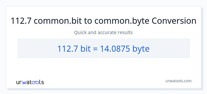 112.7 Bits இலிருந்து Bytes வரை மாற்றம்