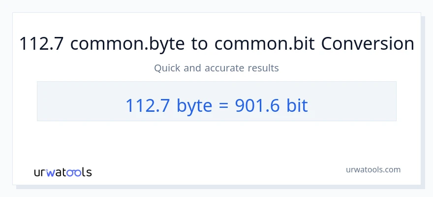 التحويل من 112.7 Bytes إلى Bits