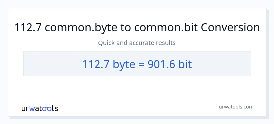 112.7 Bytes இலிருந்து Bits வரை மாற்றம்