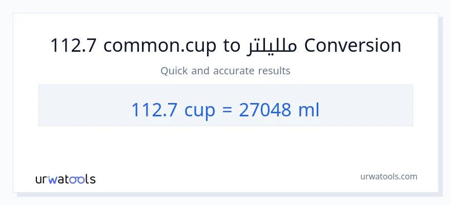 التحويل من 112.7 أكواب إلى ملليلتر