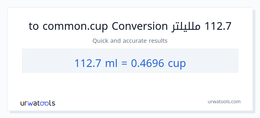 التحويل من 112.7 ملليلتر إلى أكواب