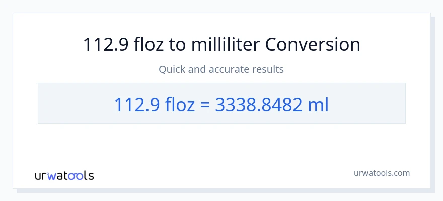 112.9 flydende ounces til milliliter konvertering