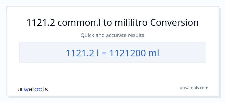1121.2 Liters patungong mga mililitro na conversion