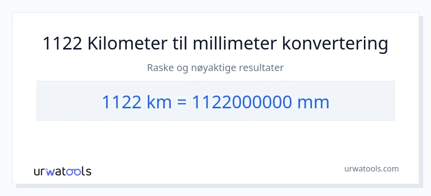1122 kilometer til millimeter konvertering