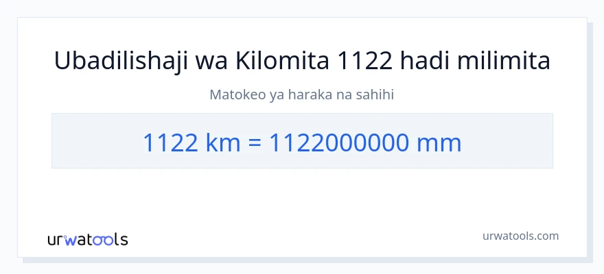 Ubadilishaji wa 1122 kilomita hadi milimita