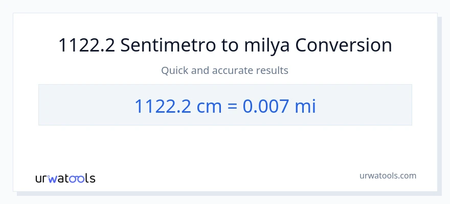 1122.2 Mga Sentimetro patungong milya na conversion