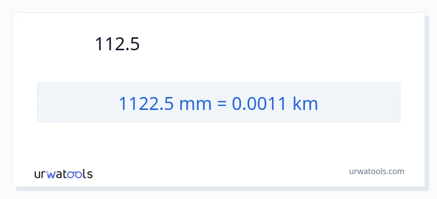 1122.5 મિલીમીટર થી કિલોમીટર રૂપાંતર