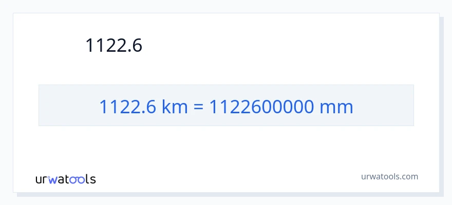 1122.6 કિલોમીટર થી મિલીમીટર રૂપાંતર