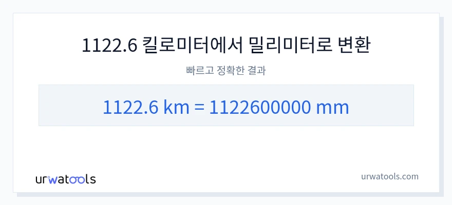1122.6 킬로미터에서 밀리미터으로의 변환