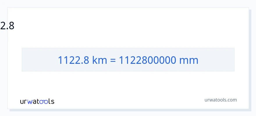 1122.8 கிலோமீட்டர்கள் இலிருந்து மில்லிமீட்டர்கள் வரை மாற்றம்