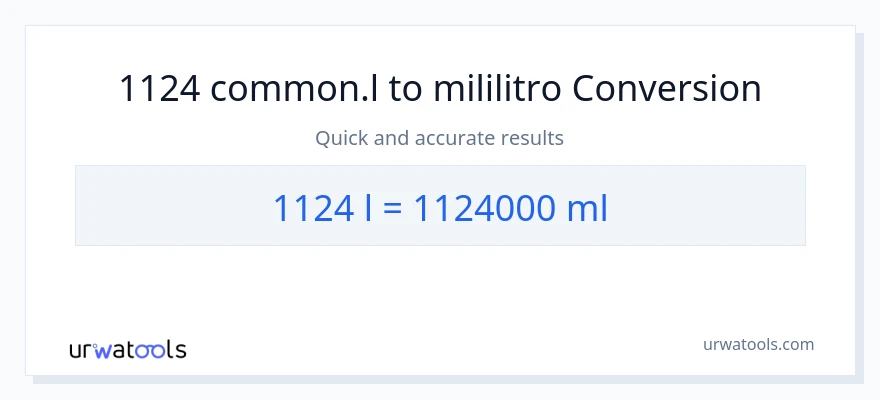 1124 Liters patungong mga mililitro na conversion