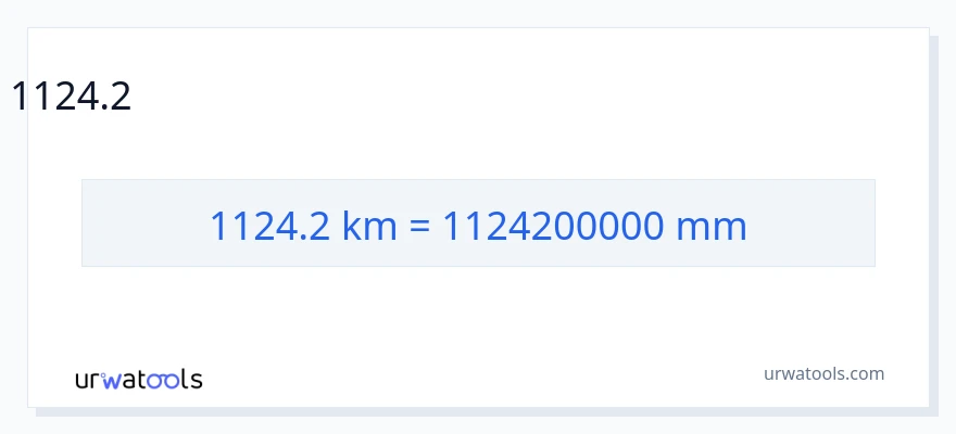 1124.2 కిలోమీటర్లు నుండి మిల్లీమీటర్లు కు మార్పిడి