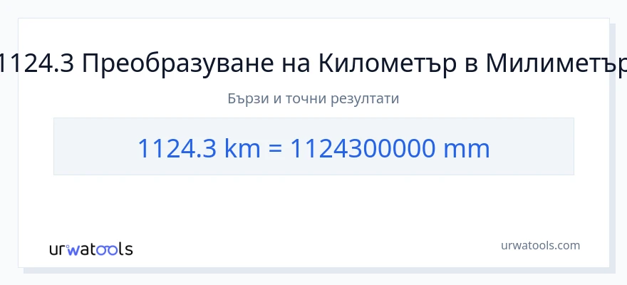 1124.3 конверсия от километри до милиметри