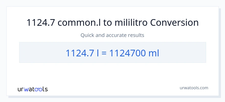 1124.7 Liters patungong mga mililitro na conversion