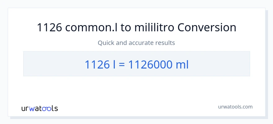 1126 Liters patungong mga mililitro na conversion