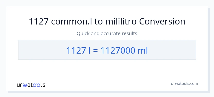 1127 Liters patungong mga mililitro na conversion
