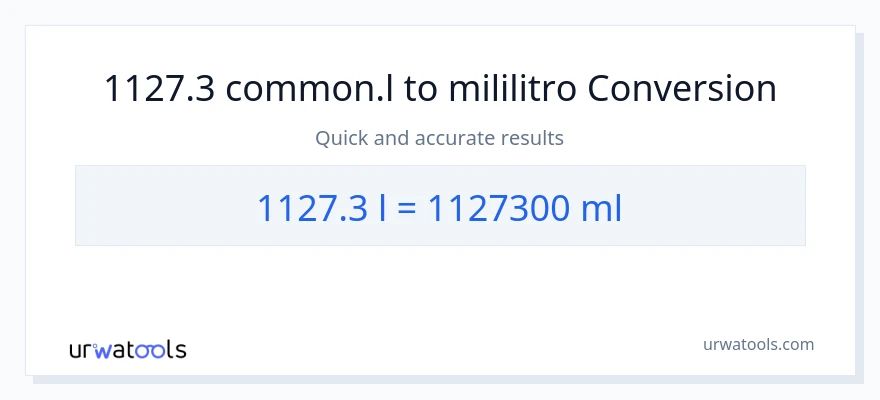 1127.3 Liters patungong mga mililitro na conversion