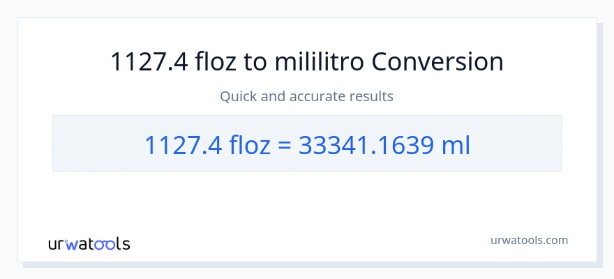 1127.4 mga onsa ng likido patungong mga mililitro na conversion