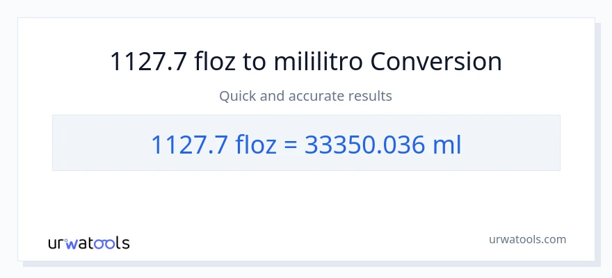 1127.7 mga onsa ng likido patungong mga mililitro na conversion