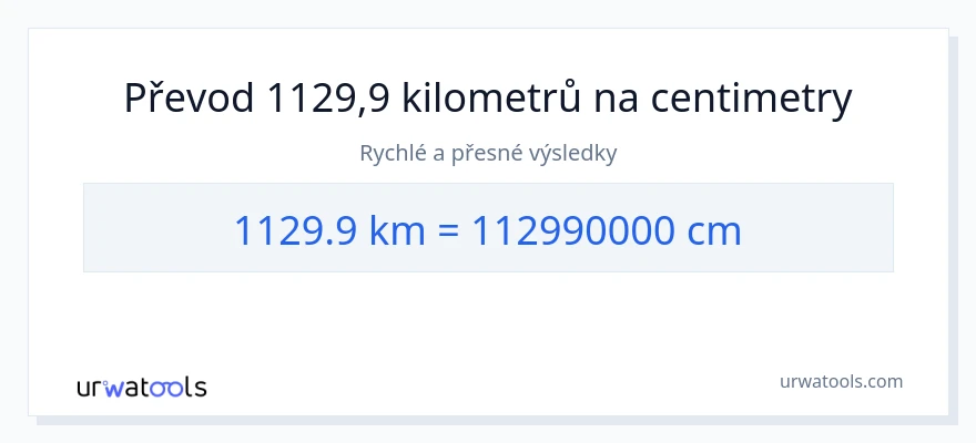 Konverze z kilometry na Centimetry: 1129.9