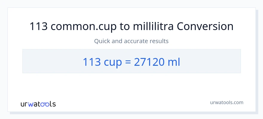 113 kupit - millilitraa muunnos
