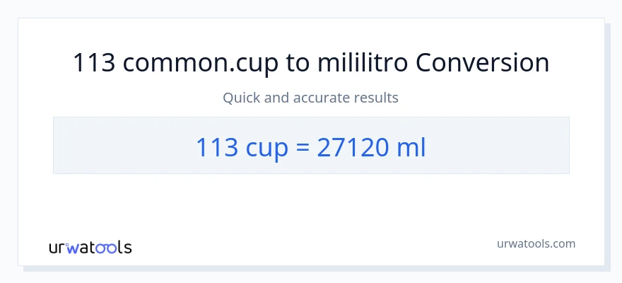 113 mga tasa patungong mga mililitro na conversion