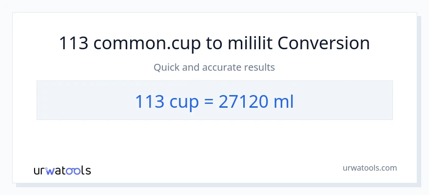 Chuyển đổi 113 cốc sang mililit