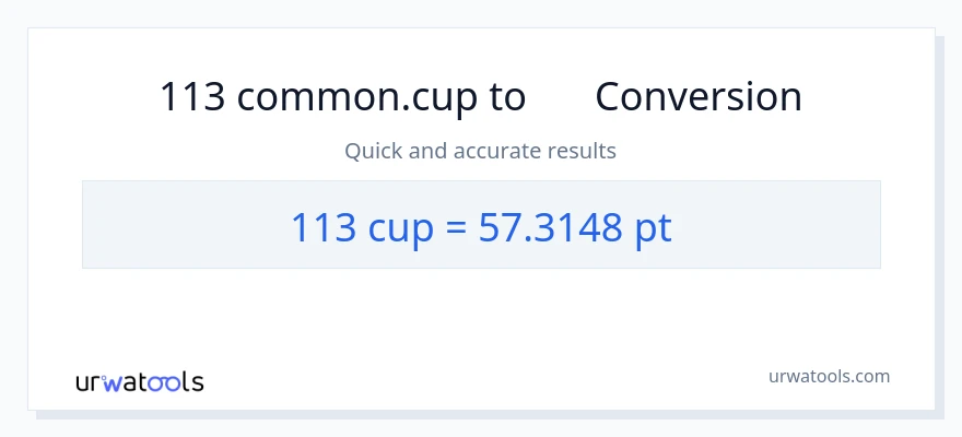 การแปลง 113 ถ้วย เป็น Pints