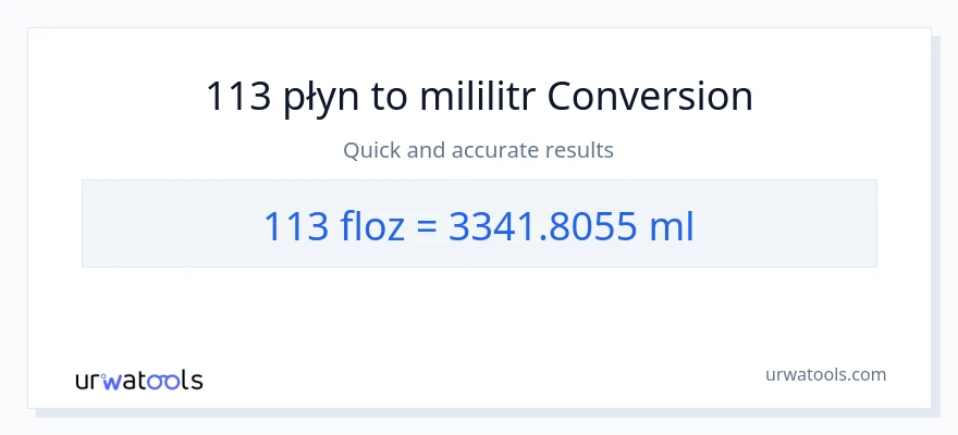 Konwersja 113 uncje płynu do mililitry