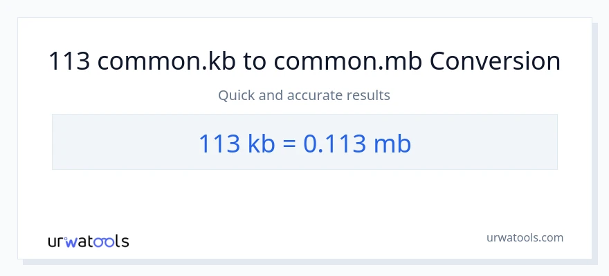 113 Kilobytes patungong Megabytes na conversion