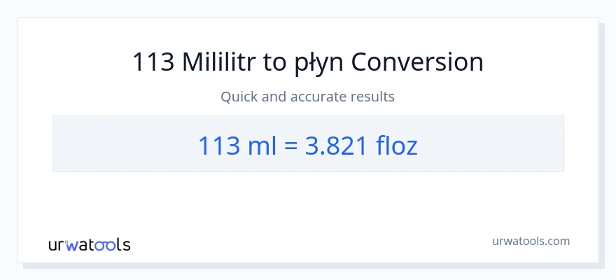 Konwersja 113 mililitry do uncje płynu
