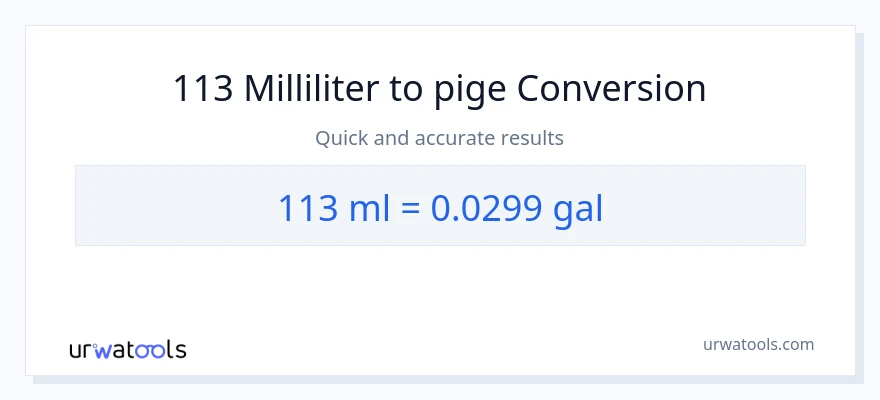 113 milliliter til Galloner konvertering