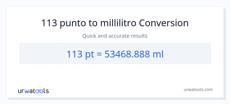 Conversione da 113 Pints a millilitri