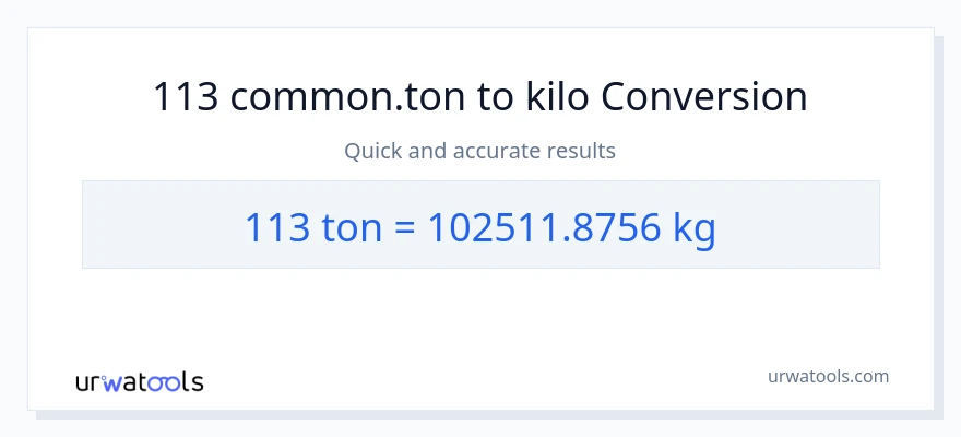 113 Tons patungong kilo na conversion