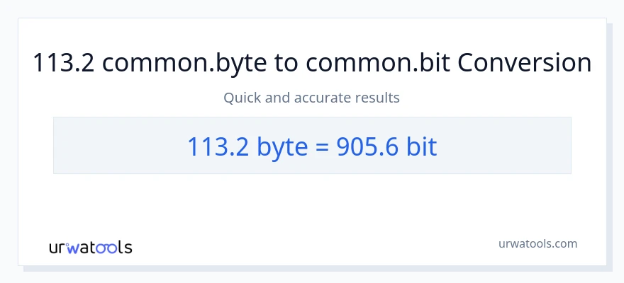113.2 Bytes இலிருந்து Bits வரை மாற்றம்