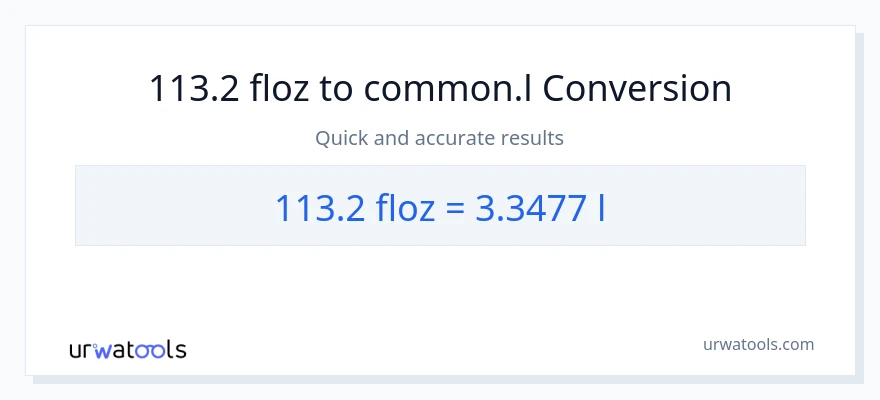 Conversió de 113.2 unces fluides a Liters