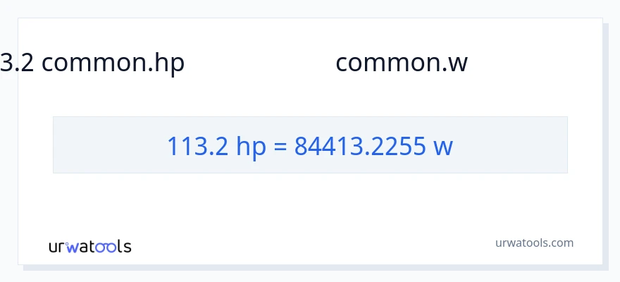 113.2 குதிரைத்திறன் இலிருந்து வாட்ஸ் வரை மாற்றம்