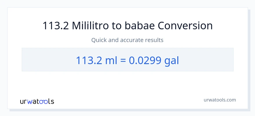 113.2 mga mililitro patungong Mga galon na conversion
