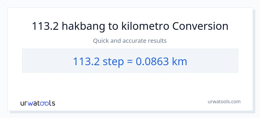 113.2 mga hakbang patungong Kilometro na conversion