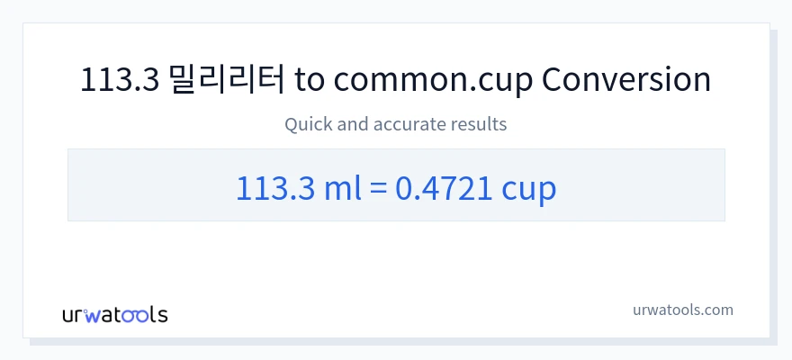 113.3 밀리리터에서 컵으로의 변환