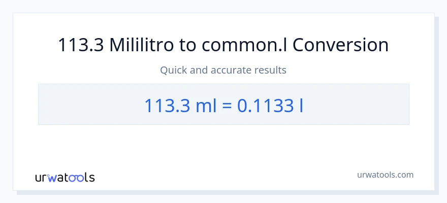 113.3 mga mililitro patungong Liters na conversion