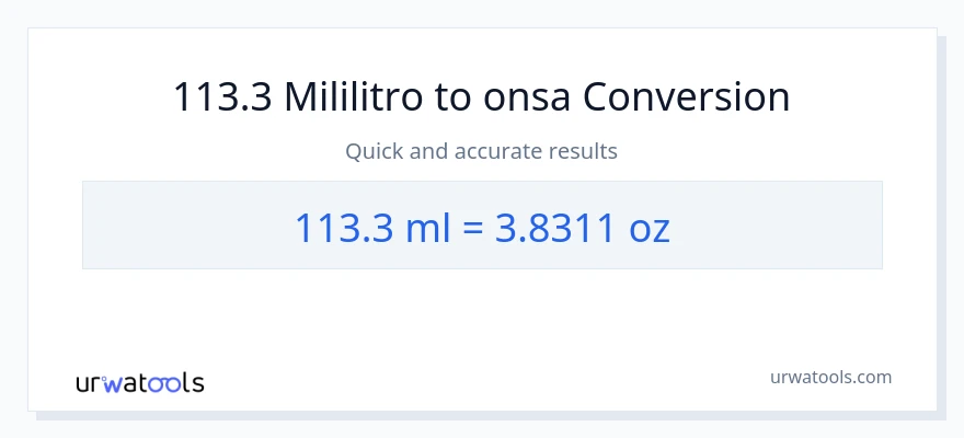 113.3 mga mililitro patungong Mga onsa na conversion