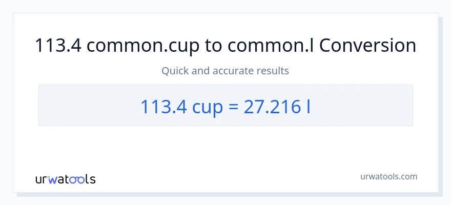 Conversió de 113.4 tasses a Liters