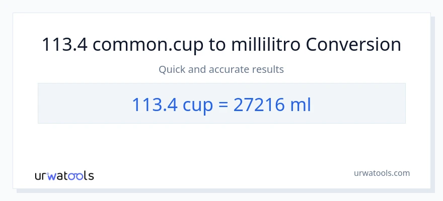 Conversione da 113.4 tazze a millilitri